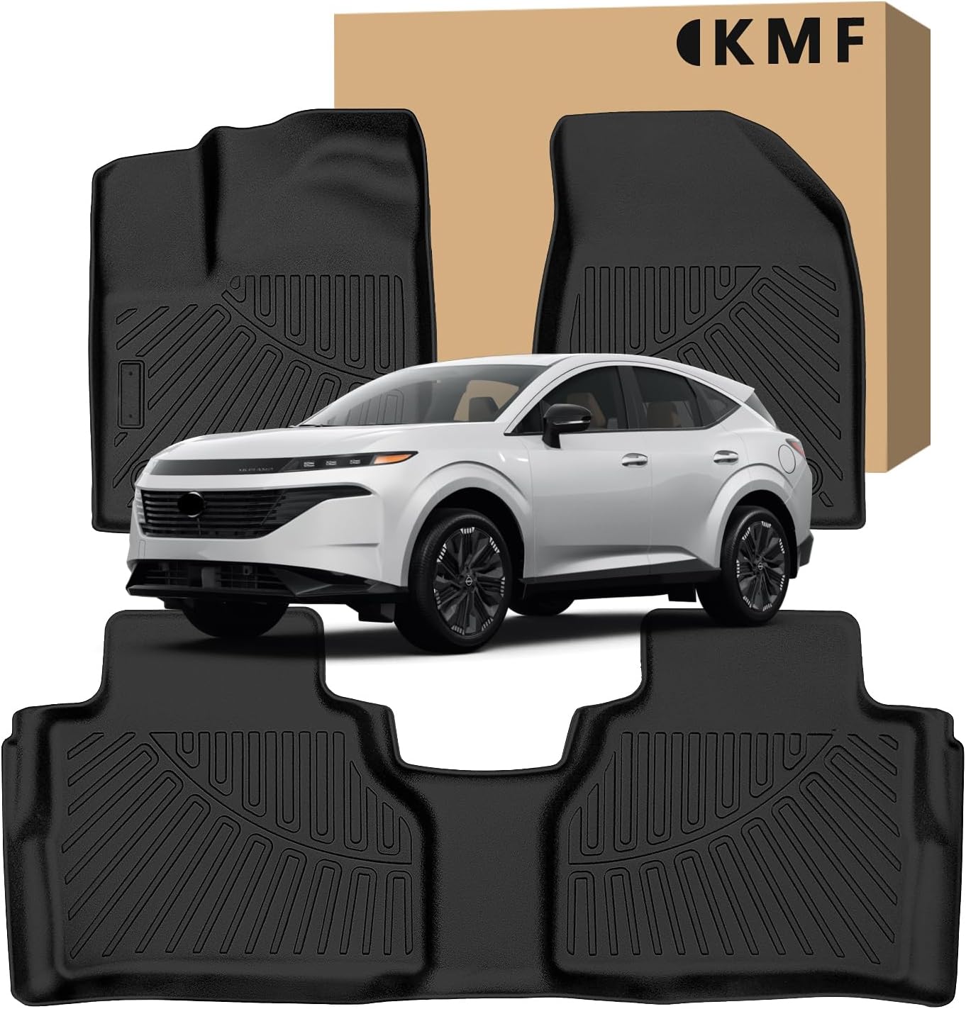 KMF Custom Fit Floor Mats for Nissan Murano 2025 Accessories, All Weather 3D TPE Waterproof Car Floor Liners - Front & Rear 2 Row, Anti-Slip Deep Grooves Car Mats Full Set