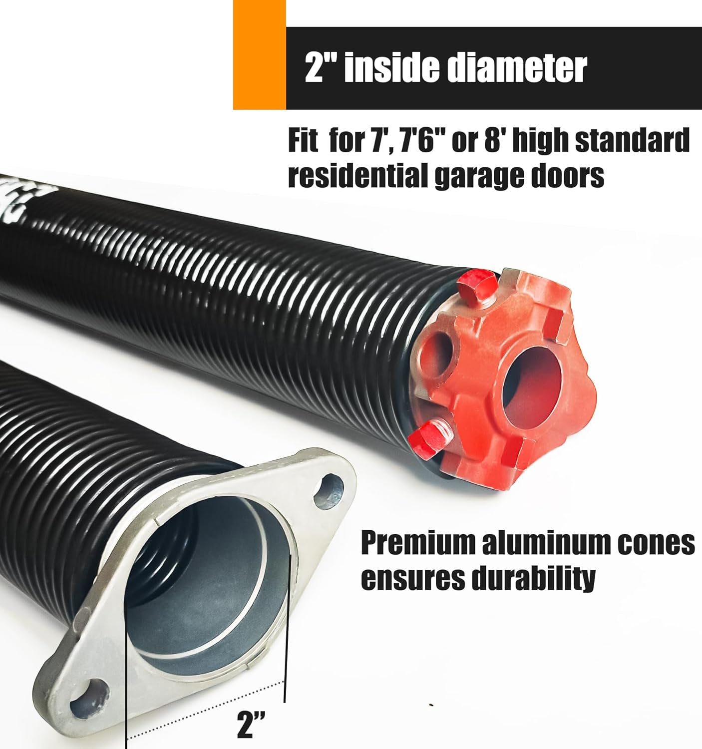 Garage Door Torsion Spring Set, Pair of 2" Electrophoresis Coated Garage Door Spring Replacement with 2 Non-Slip Winding Bars and Bearing, Minimum 16000 Cycles (.234x2x28")