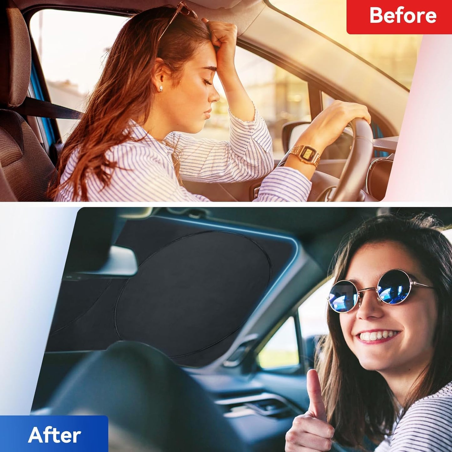 ARANA RV Windshield Sun Shade with UV Protection, Foldable Sunshade for RV Front Window, Retractable Windshield Cover Sun Shades Keep Car Interior Cool, Fit RV, Bus,Motorhome, Large 102"x51"