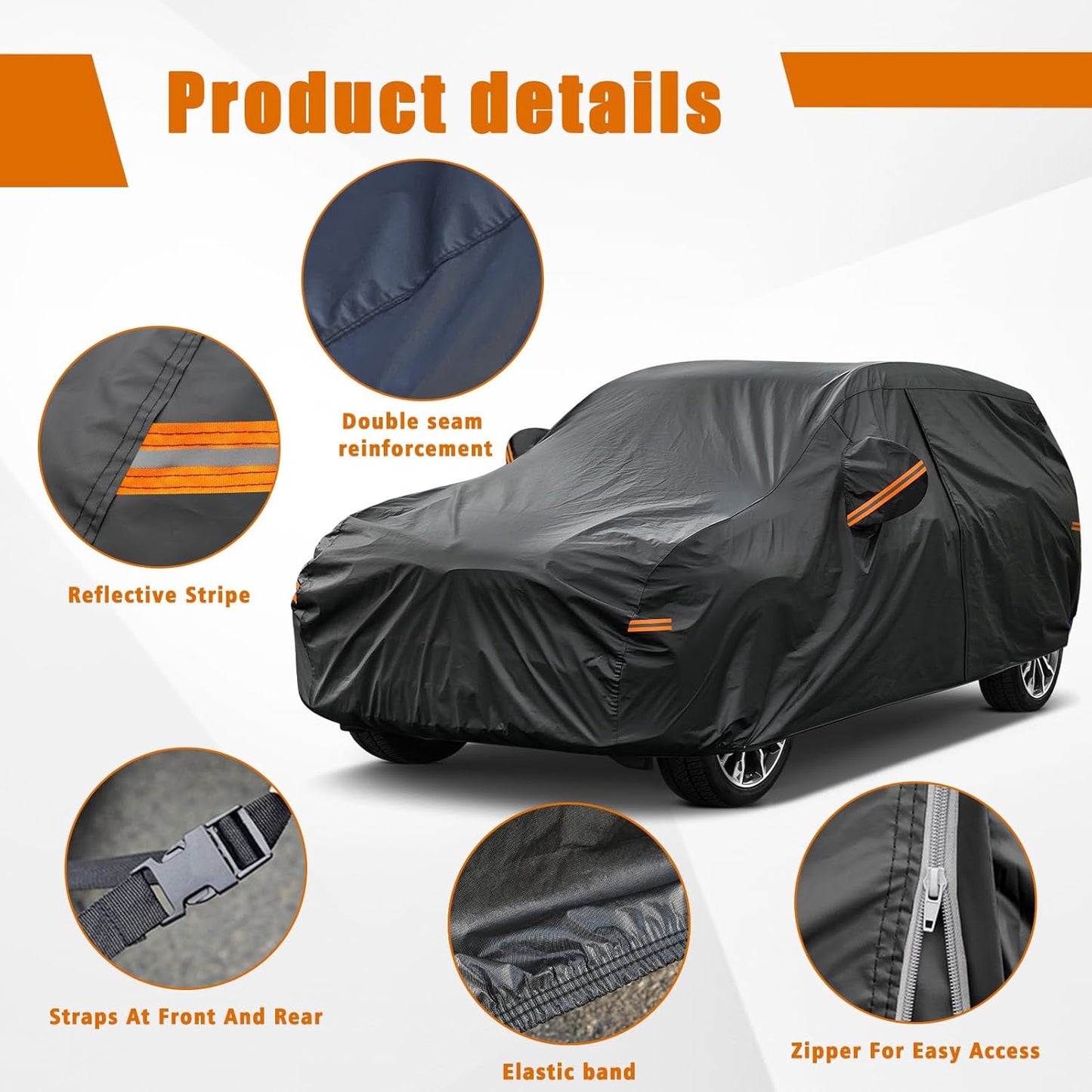 Kayme 7 Layers SUV Car Cover Custom Fit for Acura MDX (2001-2025) Waterproof All Weather for Automobiles, Outdoor Full Cover Rain Sun UV Protection.Black