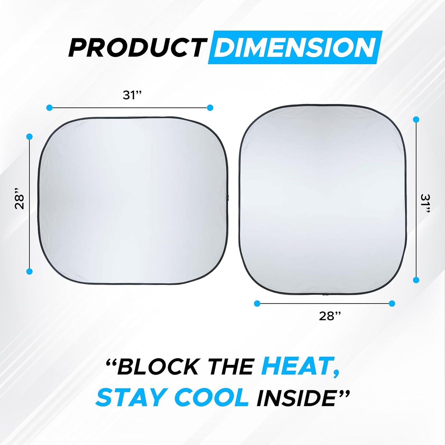 Car Windshield Sun Shade Foldable | Front Windshield Shade for Sun, Heat and UV Rays | Sunshade for Car Front Window and Interior Sun Protection | Medium (28 x 31 inches)