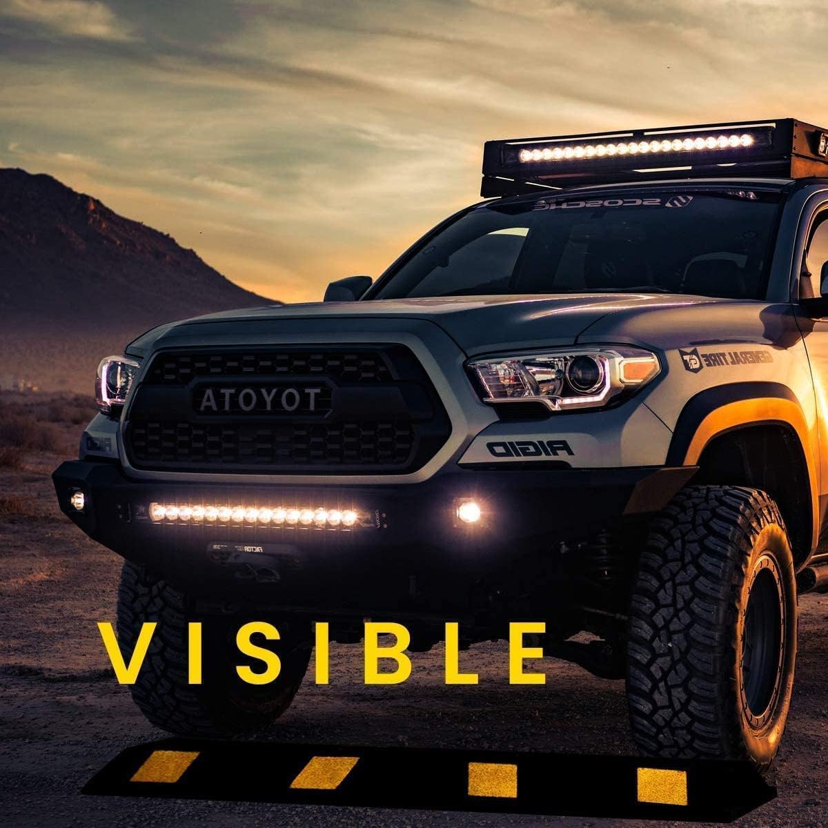 Zento Deals Rubber Parking Curb Garage Car Stopper - Parking Wheel Stopper Block 72” Wide Easy to Install, Black/Yellow Reflective Parking Block; for Car, Truck, Trailer and RV (Black/Yellow 12pack)