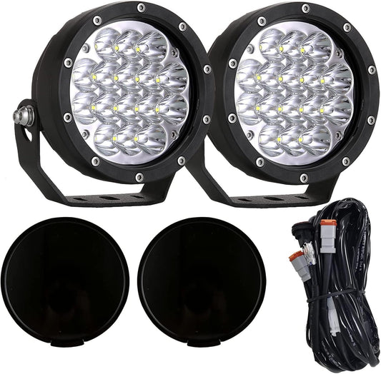 BIGLION.X Pair 160w 5 Inch Round Led Offroad Driving Lights Fog Lights 18800LM Offroad Spot Light Driving Light Pods Light Bar with Wiring Harness 12V 24V for Car Trucks SUV UTV ATV