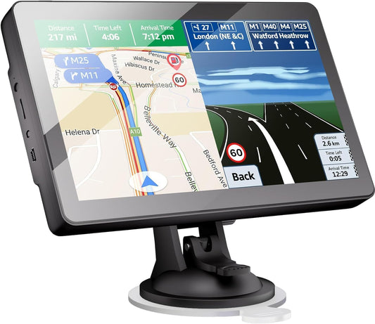 GPS Navigator for Car Truck RV, Latest 2025 Map, 9 inch Touch Screen Real Voice Spoken Turn-by-Turn Direction Reminding Navigation System for Cars, Vehicle GPS with Speed and Red Light Warning
