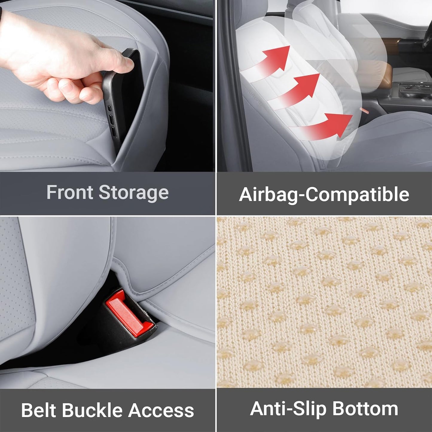 Coverland Custom Car Seat Covers Compatible with 2007-2013 Tundra CrewMax - Premium Leather Non-Slip Memory Foam Waterproof Cover Interior Protector Full Set-Gray [See Size Chart-Size X135]