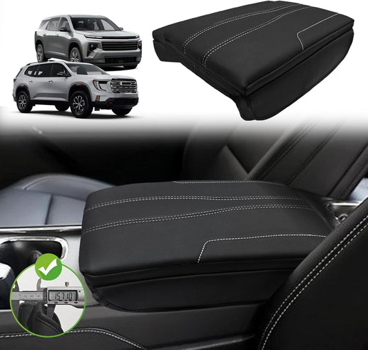 Muslogy Center Console Cover 1-Inch Extra Thick Armrest Pad Compatible with 2024 2025 GMC Acadia & Chevy Traverse&2025 Buick Enclave Arm Rest Cushion Padding Anti-Scratch Console Leather Lid Protector