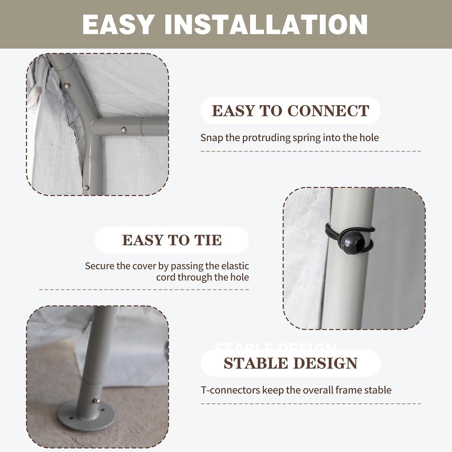 Shintenchi 6x6ft Outdoor Portable Storage Shelter Shed,Carport Storage Shed with Roll-up Zipper Door, Heavy Duty UV Resistant and Waterproof Tarp, Storage for Motorcycle, Bike, Garden Tools