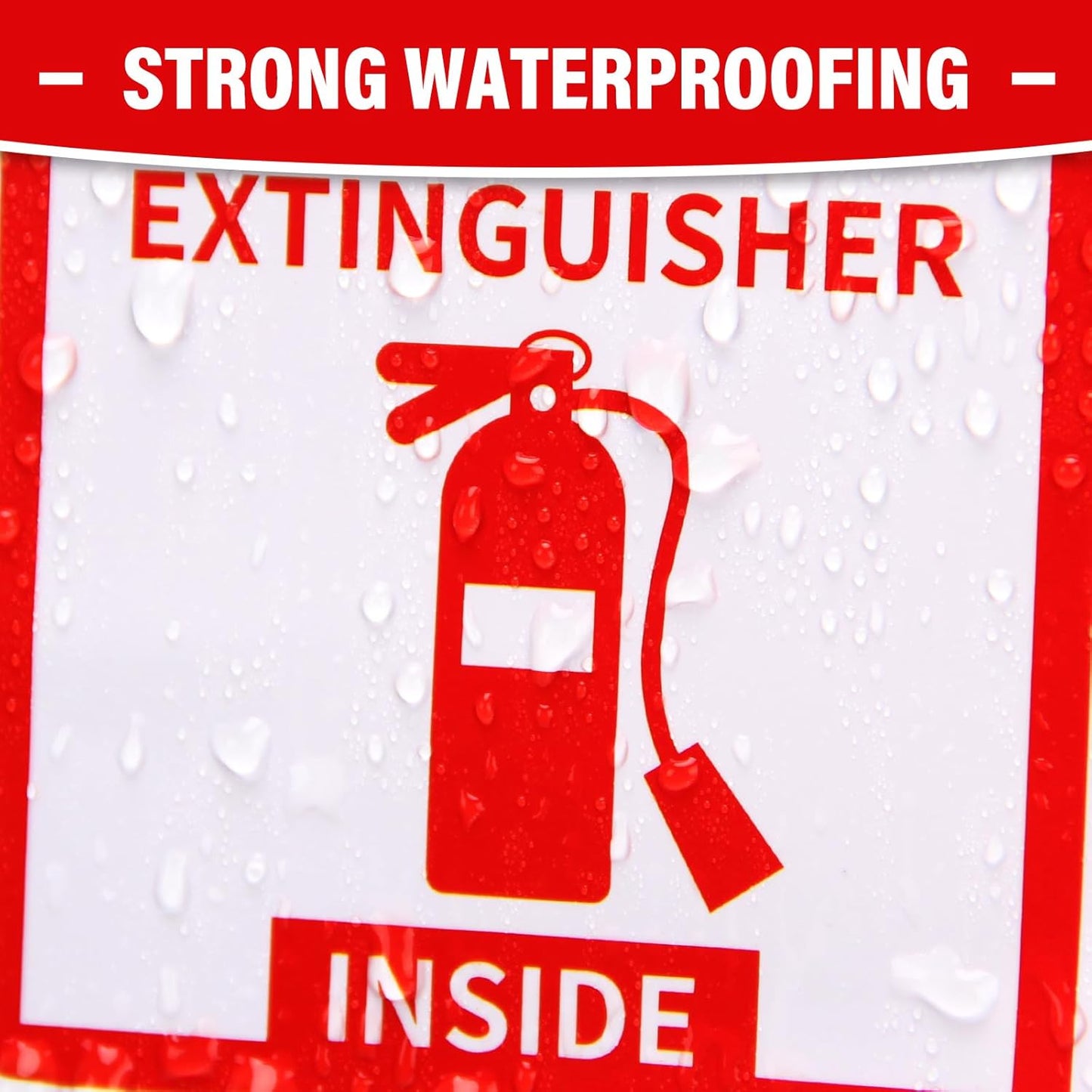 Madrigal Fire Extinguisher Inside Sticker Sign,4Pack 3x3" Self-Adhesive Vinyl, Weatherproof & UV Protected for Cars, Trailers, Rv's, Trucks and Vehicles, Red on White