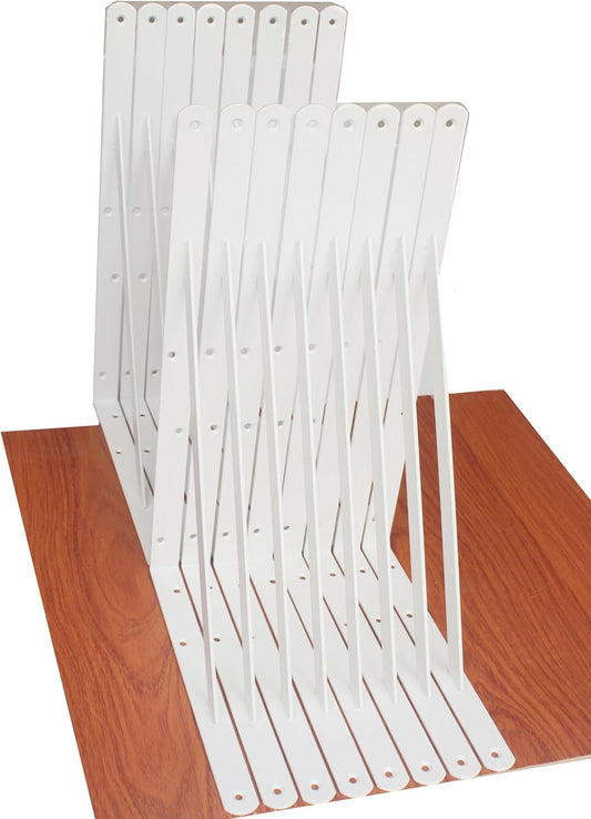 16 Pack L16 x H 10" White Heavy Duty Shelf Brackets with Screws Metal Shelf Brackets Shelf Support Angle Brackets for Shelves L Brackets Heavy Duty Floating Shelf