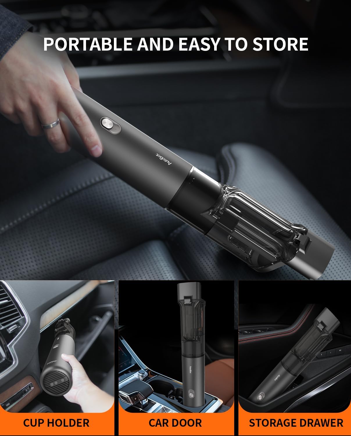 Car Vacuum, Portable Vacuum for Car with 20000PA, 5 in 1 Handheld Car Vacuum Portable Cordless with Flexible Hose, 50 Mins Runtime,3H Type-C Fast Charge, Handheld Vacuum for Car, Home,Cleaning