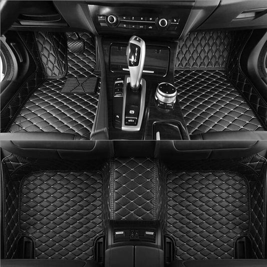 Custom All-Weather Protection Luxury Leather Floor Mats for Cars SUVs Trucks According Anti-Slip Leather Floor mats ﻿ (Black White)
