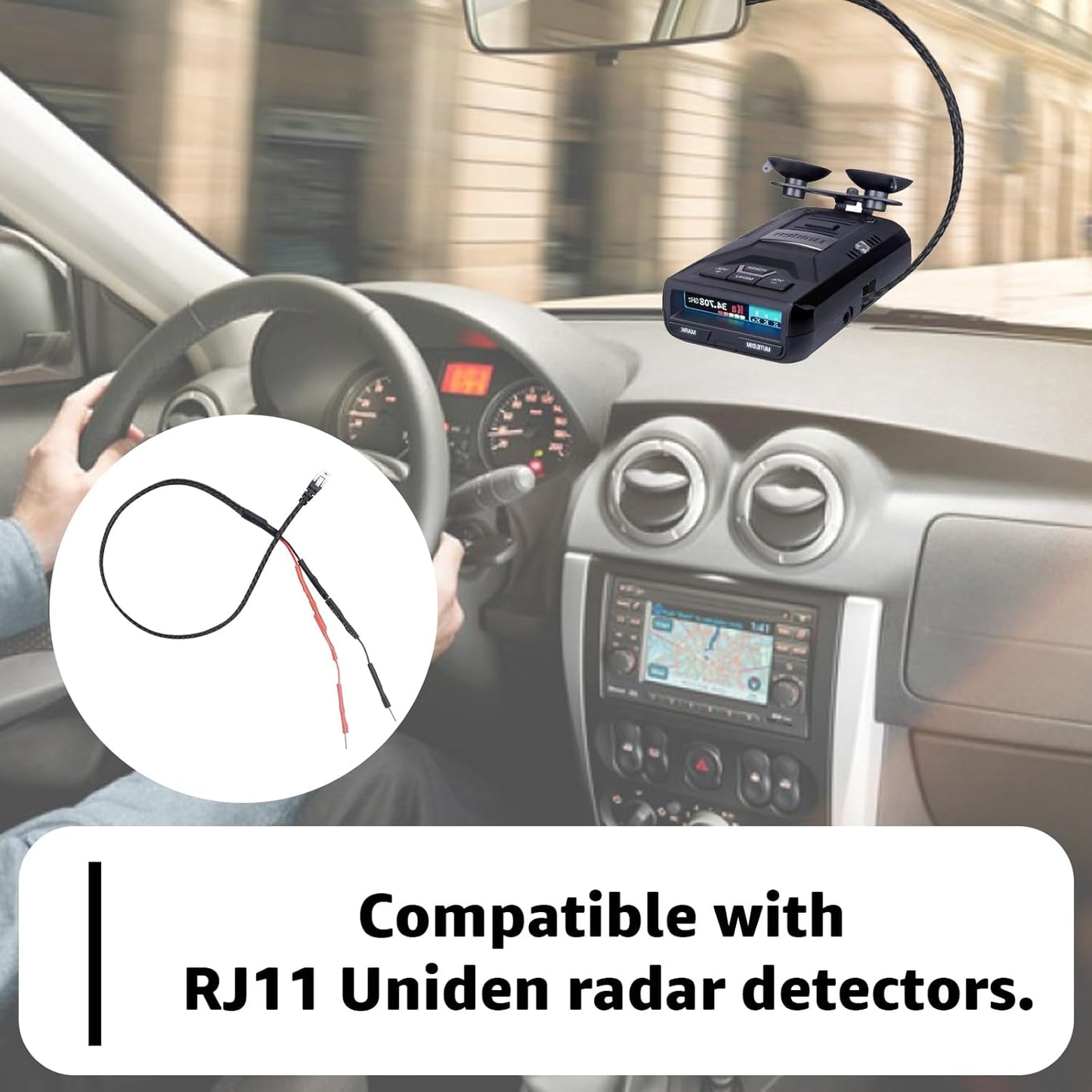 2PCS RJ11 Replacement Mirror Wire Power Cord for Uniden Radar Detectors，Fits R4 R3 R1 R7 R8 Model(3005201U)