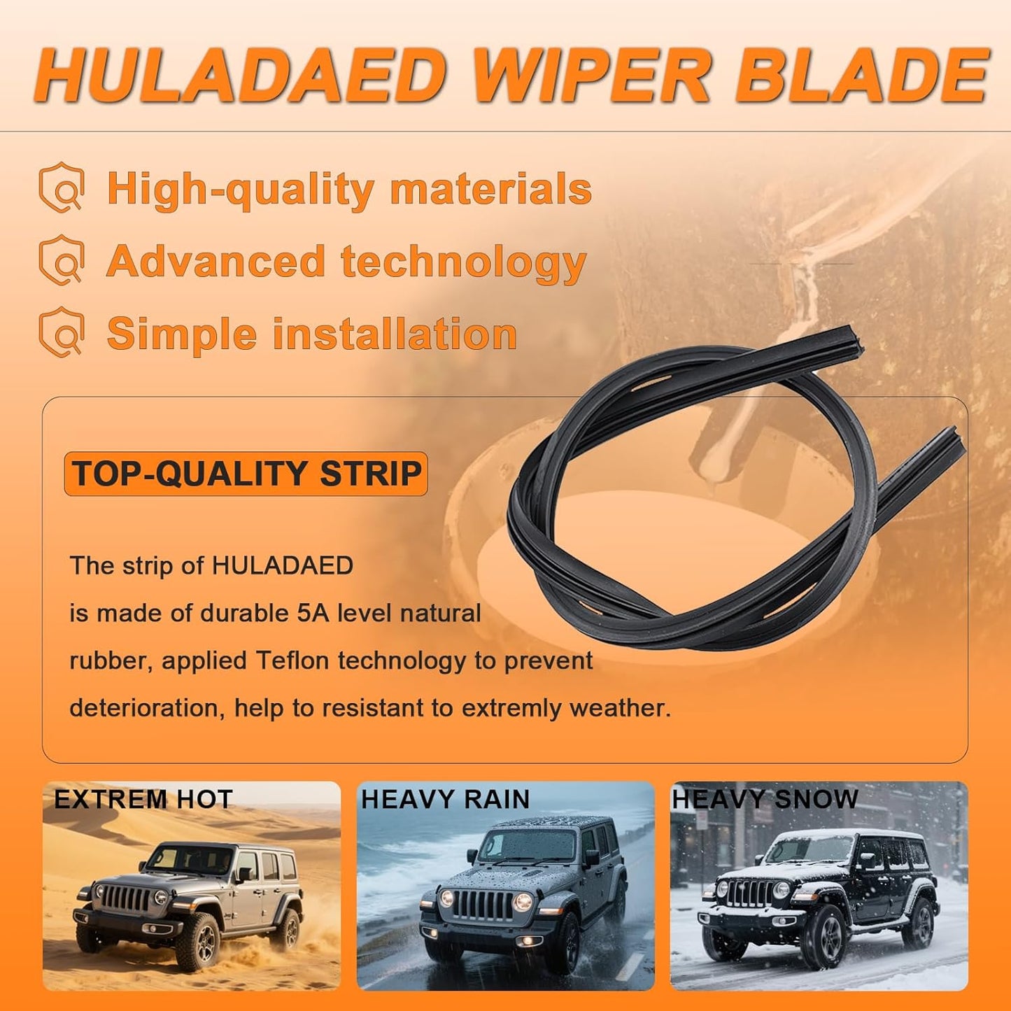 HULADAED® 26'' 20'' 14'' Windshield Wipers Replacement for Ascent 2023 2022 2021 2020 2019,Silicone Front Rear Wiper blades for MY Car-All Weather & Quiet(3 PACK)