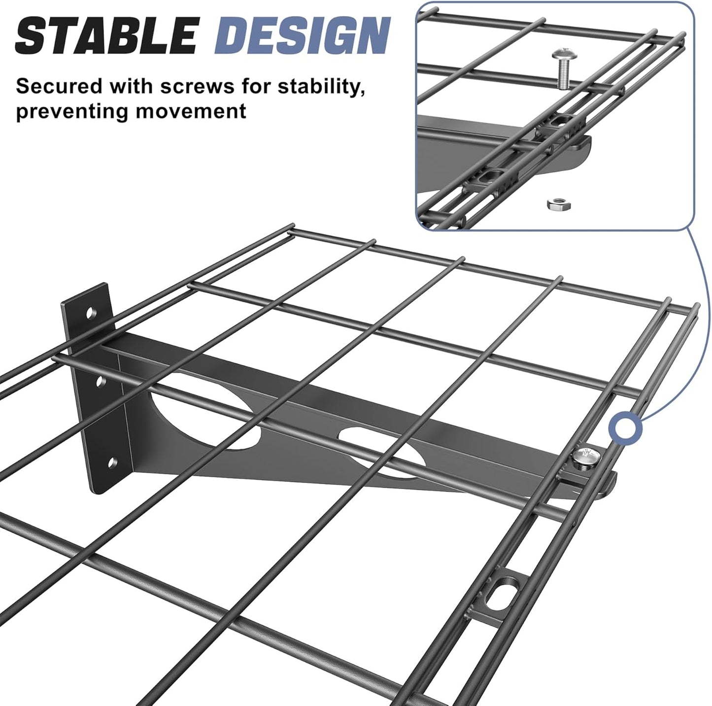WALMANN 2 Pack Garage Wall Shelves, 1 x 4 ft/12 * 48 inch Wall Mounted Storage Shelves for Garage Heavy Duty Floating Shelving, Holds Up to 220 lbs(Black)