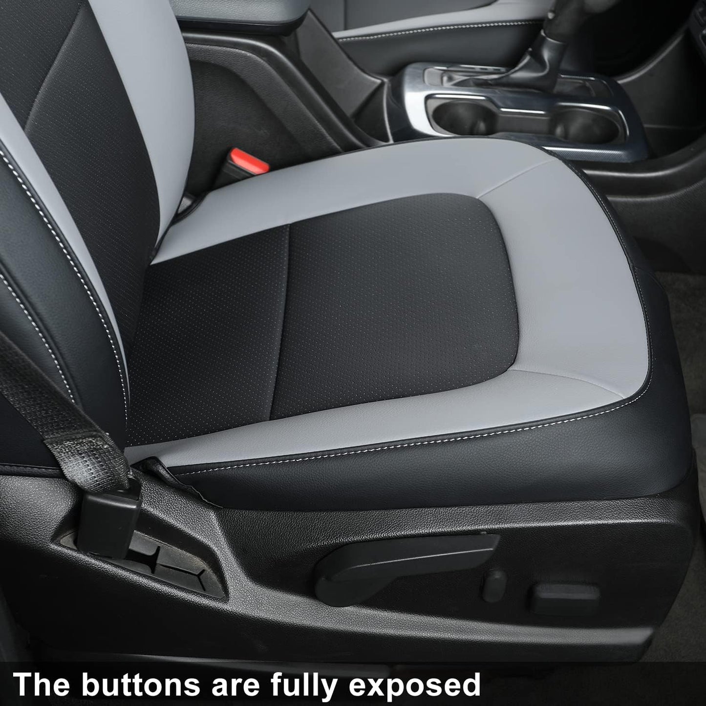 LUCKYMAN CLUB Chevy Colorado Seat Covers, fit for 2023 2024 2025 Colorado Crew Cab Z71 LT ZR2 Work Truck with Faux Leather (Black&Gray)