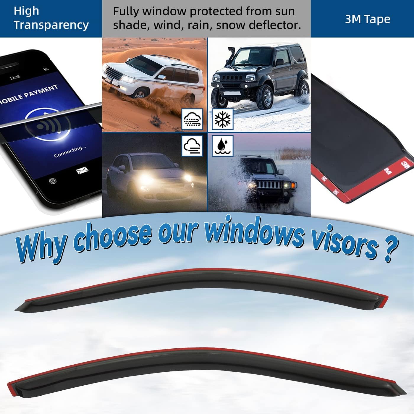 2pcs Front Smoke Tint Sun/Rain Guard Outside Mount Tape-On Vent Window Visors Compatible with 94-01 Integra 2-Door Coupe/Hatchback DC2