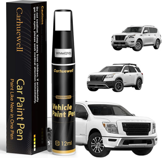 White(Q10) Touch Up Paint Compatible with Nissan, Exact Match Car Paint Pen Automotive Scratch Repair Remover Kit Quick & Easy Solution for Vehile Chips and Nicks