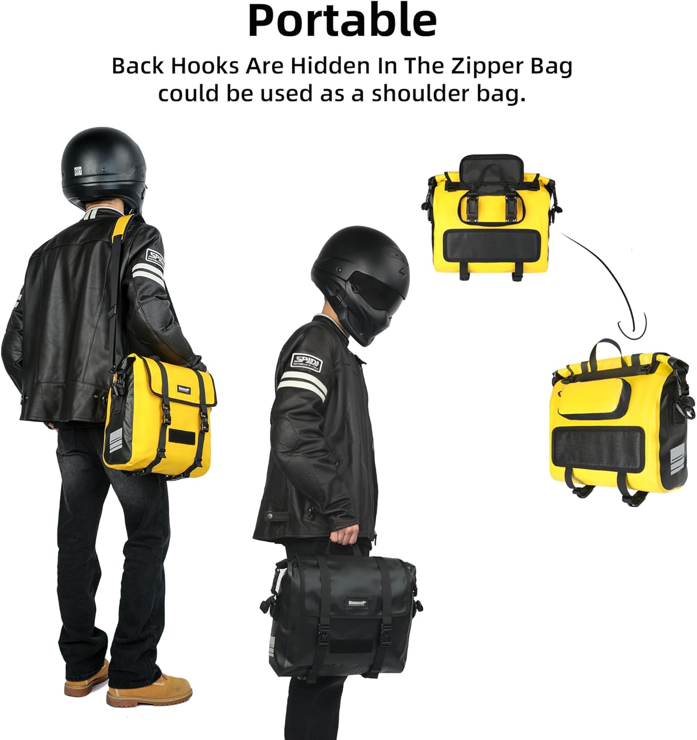 Rhinowalk Motorcycle Saddlebags, Waterproof Saddlebags, Quick Release 15L Single Side Hanging Bag Motorcycle Accessories