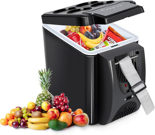 CAYNEL 12V 6 Quart Personal Thermoelectric, 6 Liter Capacity, Portable Electric Cooler Warmer with 12V DC, Small Fridge for Car, RV, and Camping Use