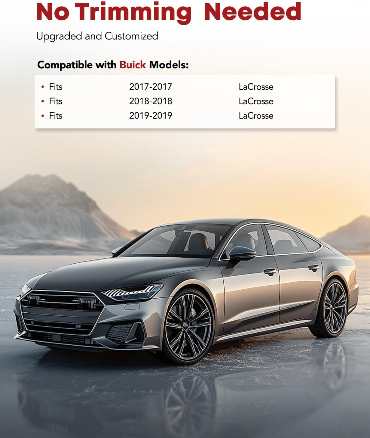 YHTAUTO Floor Mats Fit 2017-2019 Buick Lacrosse, TPE All Weather Car Mats Waterproof Anti-Slip Odorless Floor Liner, Interior Car Accessories Front & 2nd Row Liner