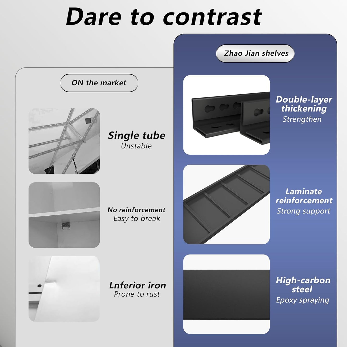 Simple Design, 500 lbs Load Capacity per Level, Free Height Adjustment Ready to Install, Basement, Garage, Warehouse Universal, Black (77.4 “H*35.4 ”W*15.7 "D)