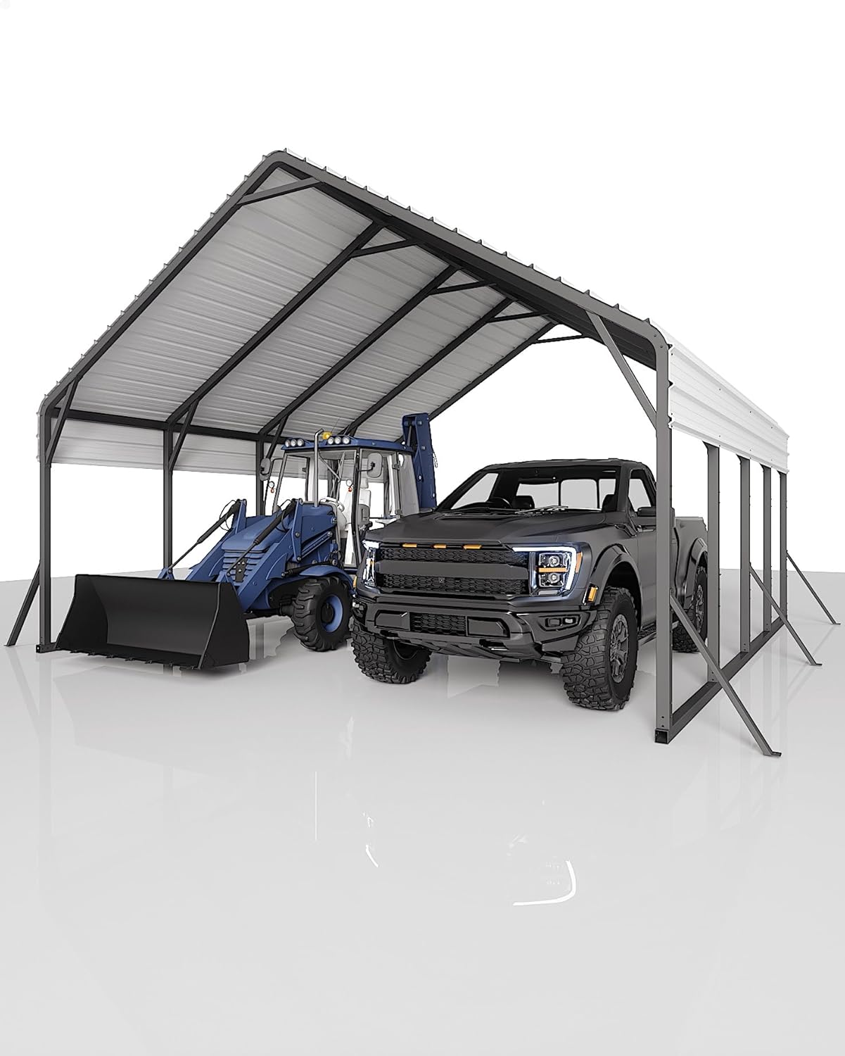 20'x20'x13' Metal Carport for 2 Cars, Heavy Duty Car Ports for Heavy Snow, Reinforced Frame, Tall Metal Car Ports for Bass Boats, Full-Sized Pickup Trucks, and Tractors, N.W. 800 Lbs
