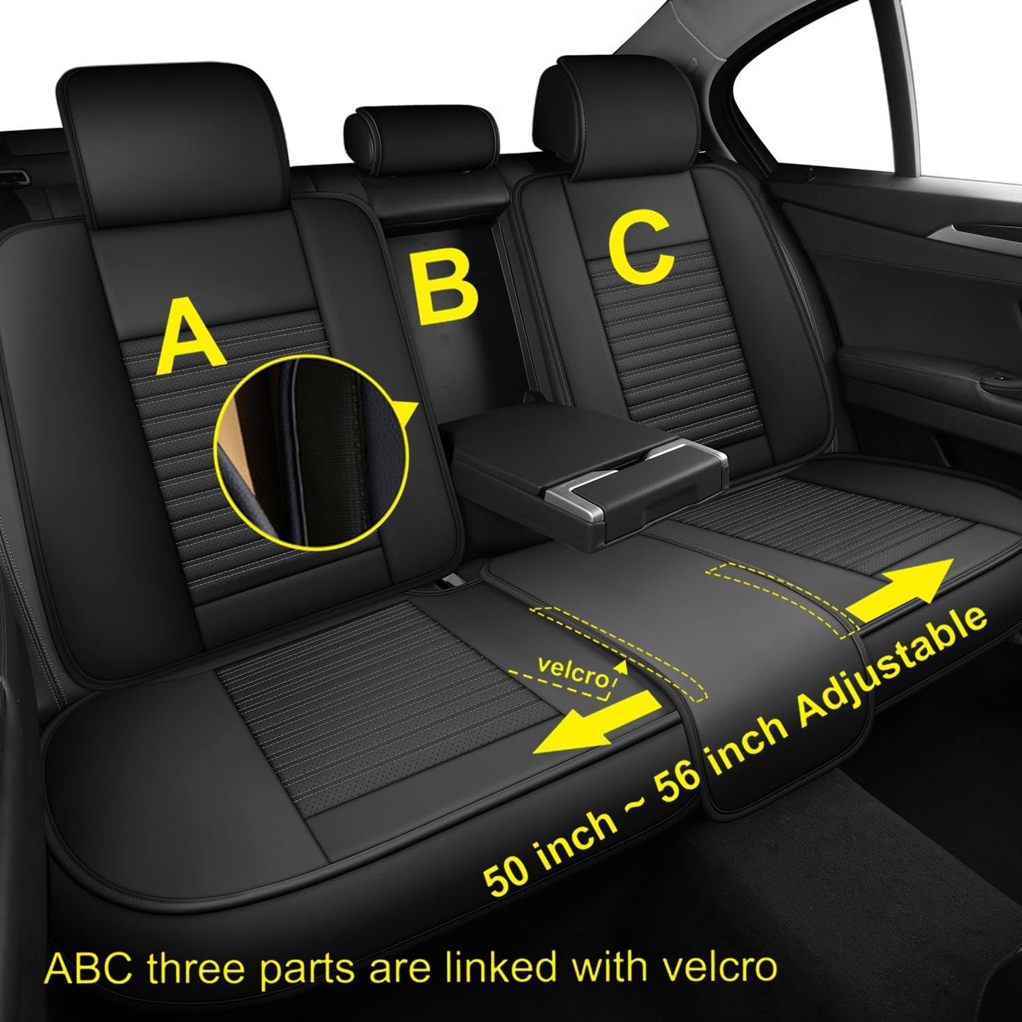 LINGVIDO Car Seat Covers,Breathable and Waterproof Faux Leather Automotive Seat Covers for Cars SUV Pick-up Truck Sedan(Full Seat,Black GrayLine)