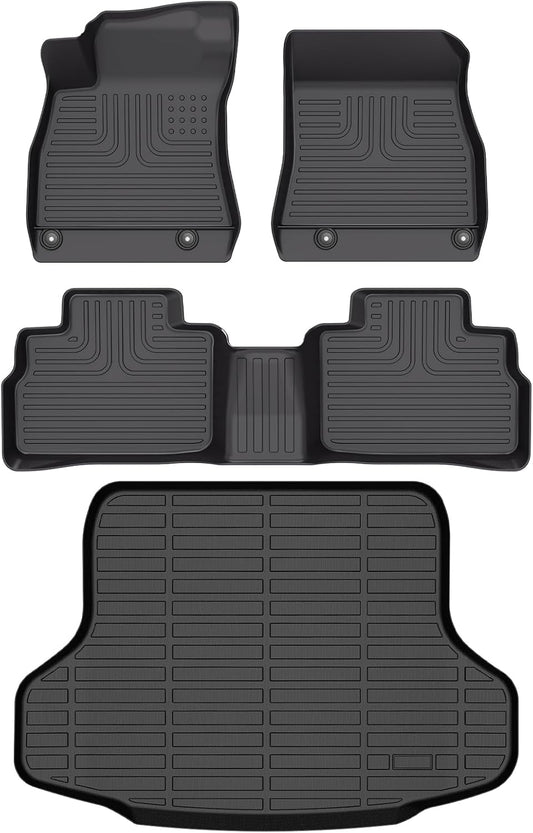 Wayhigh-All Weather Floor Mats & Cargo Liner Set for 2020-2024 2025 Nissan Sentra S/SV/SR Sedan Custom Fit TPE Heavy Duty Car Mats for Nissan Sentra Accessories- Black