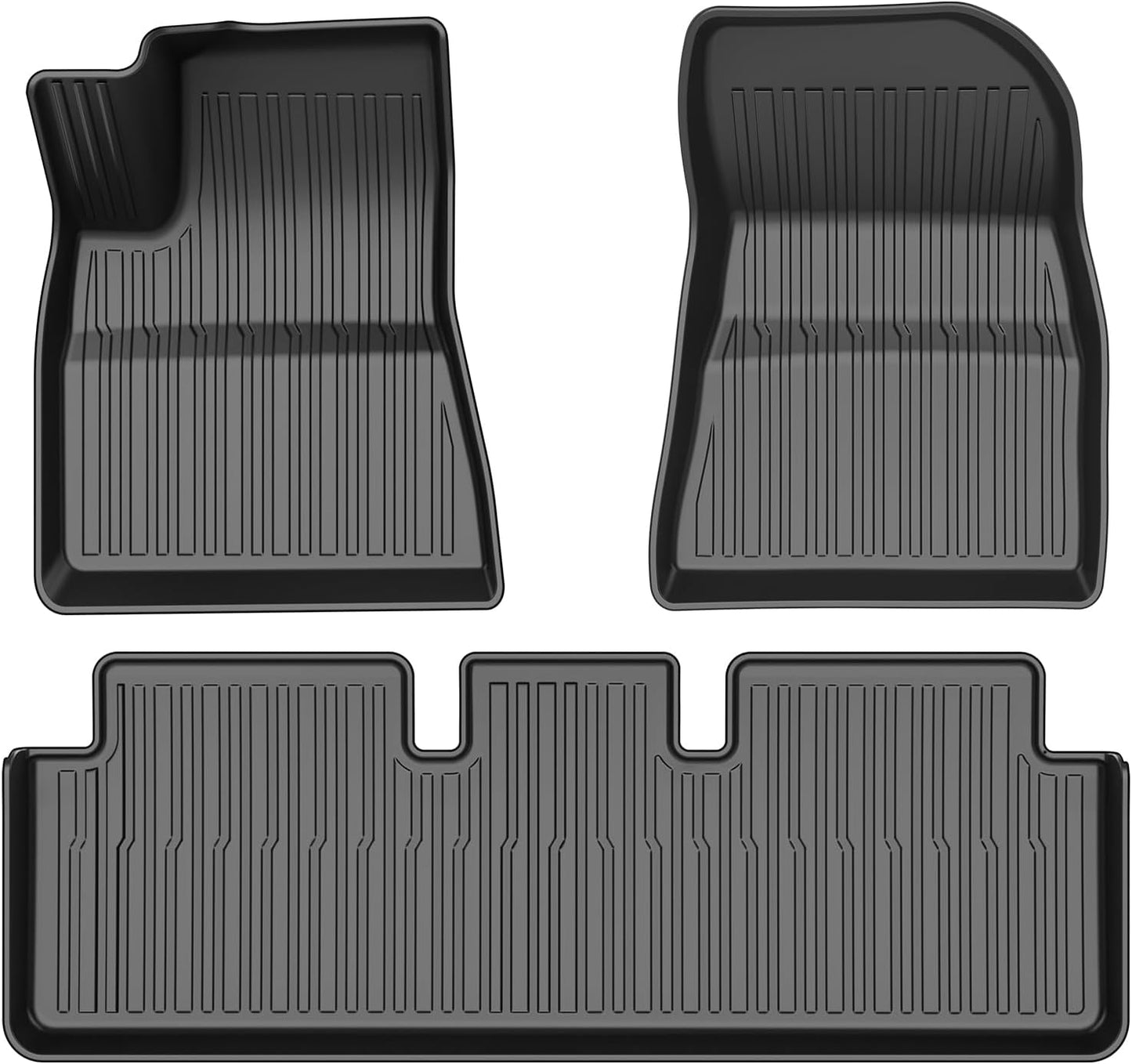 Powerty Floor Mats for 2024 2025 Tesla Model 3 Highland Accessories 1st & 2nd Row Liner Set All Weather TPE 3D Car Mats All-Weather Floor Liners