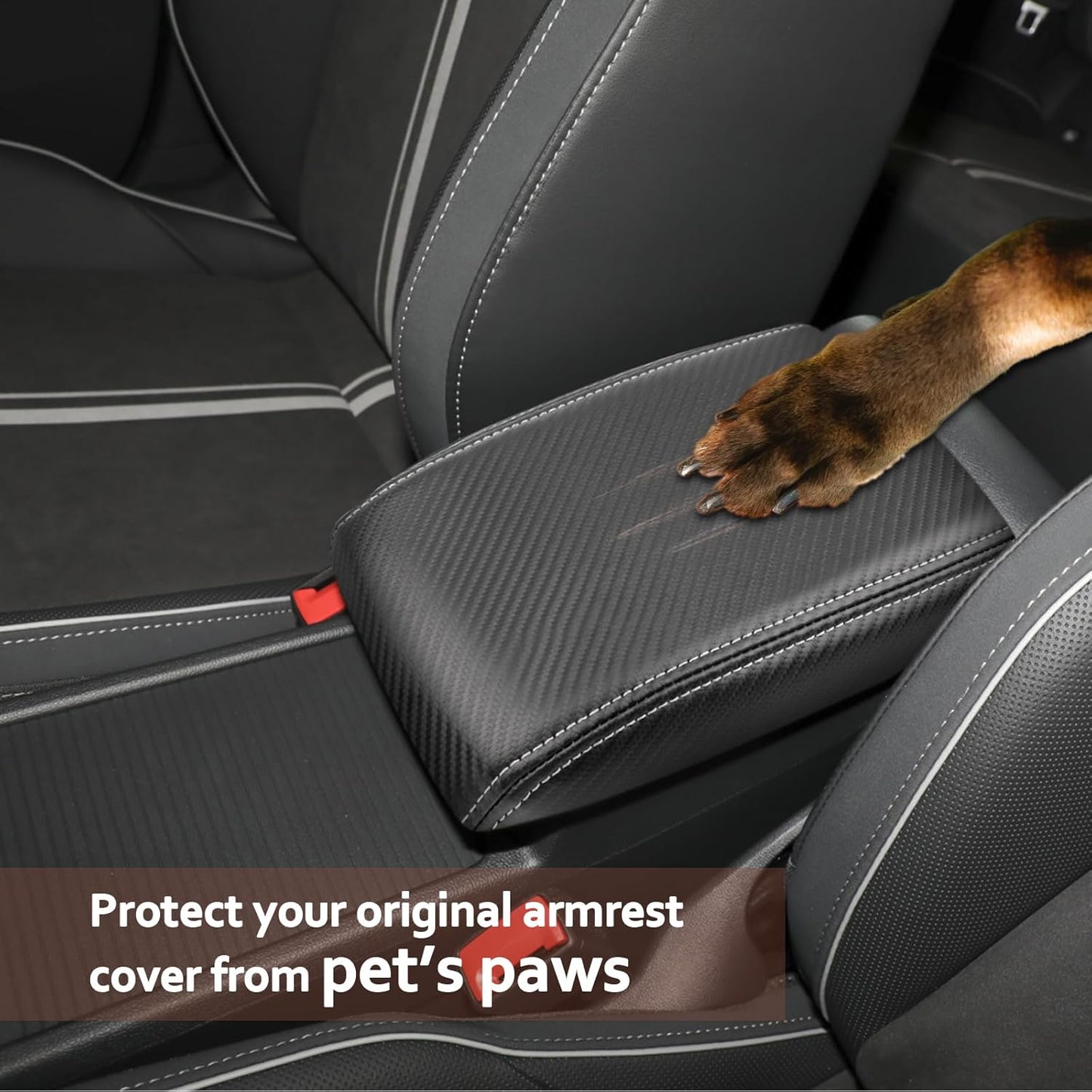 SKTU for 2020-2024 Volkswagen Golf Center Console Cover 2023 2024 Golf Armrest Cover Volkswagen Golf 2023 2024 Accessories 2023 2024 Golf Seat Box Cover 2023 Golf Center Console Cushion (Gray Line)