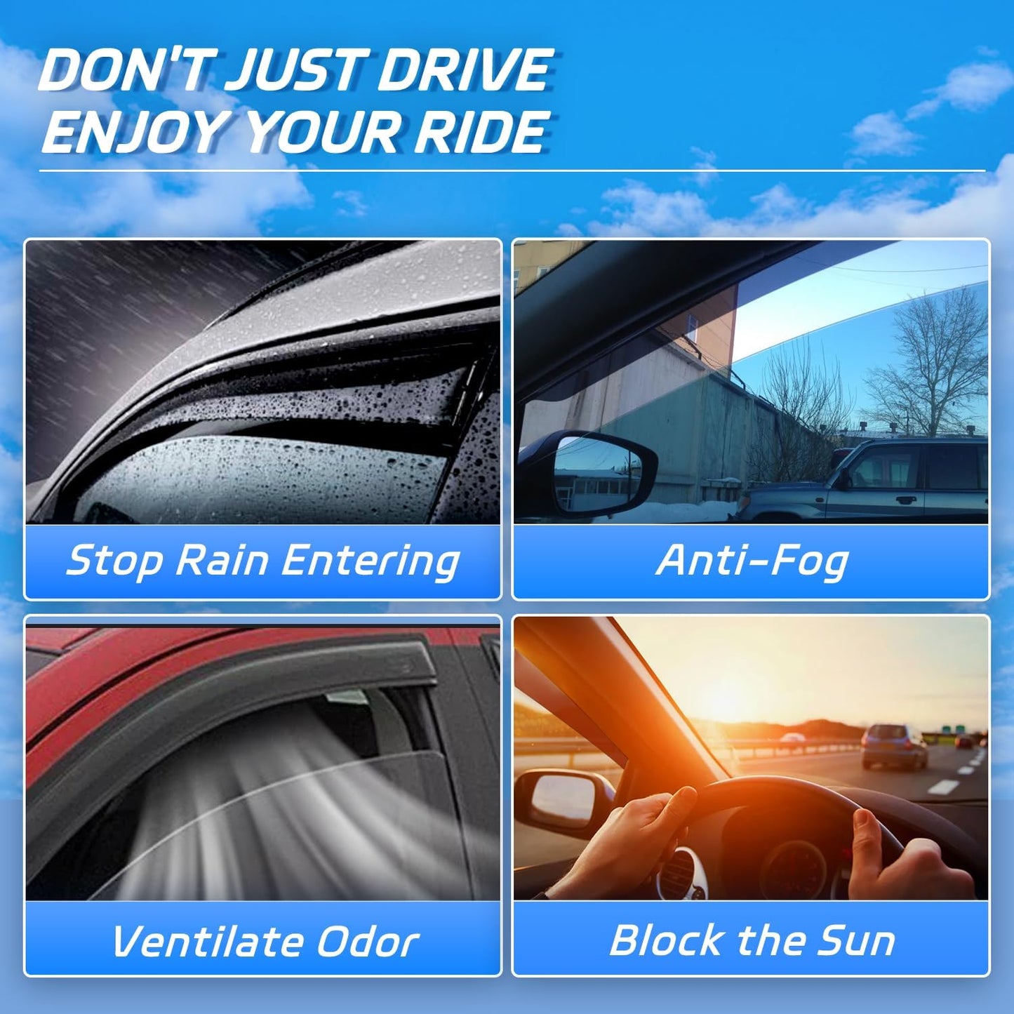 in-Channel Rain Guards for Toyota Camry 2018 2019 2020 2021 2022 2023 2024, Extra Durable Side Window Visors Deflectors, Smoke Tinted Vent Visors Shade Shield for Car Window