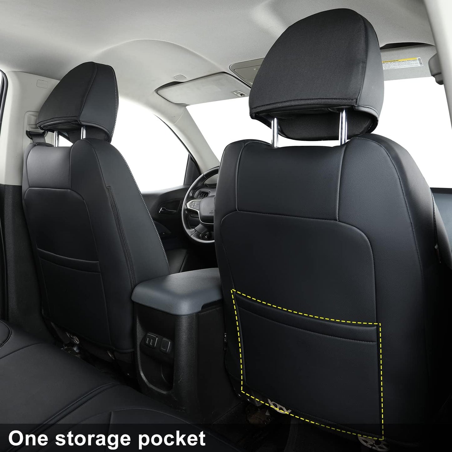 LUCKYMAN CLUB 2 Front Chevy Colorado Seat Covers, fit for 2015-2022 Colorado Crew Cab Z71 LT ZR2 Work Truck with Faux Leather (Black 2 pcs)