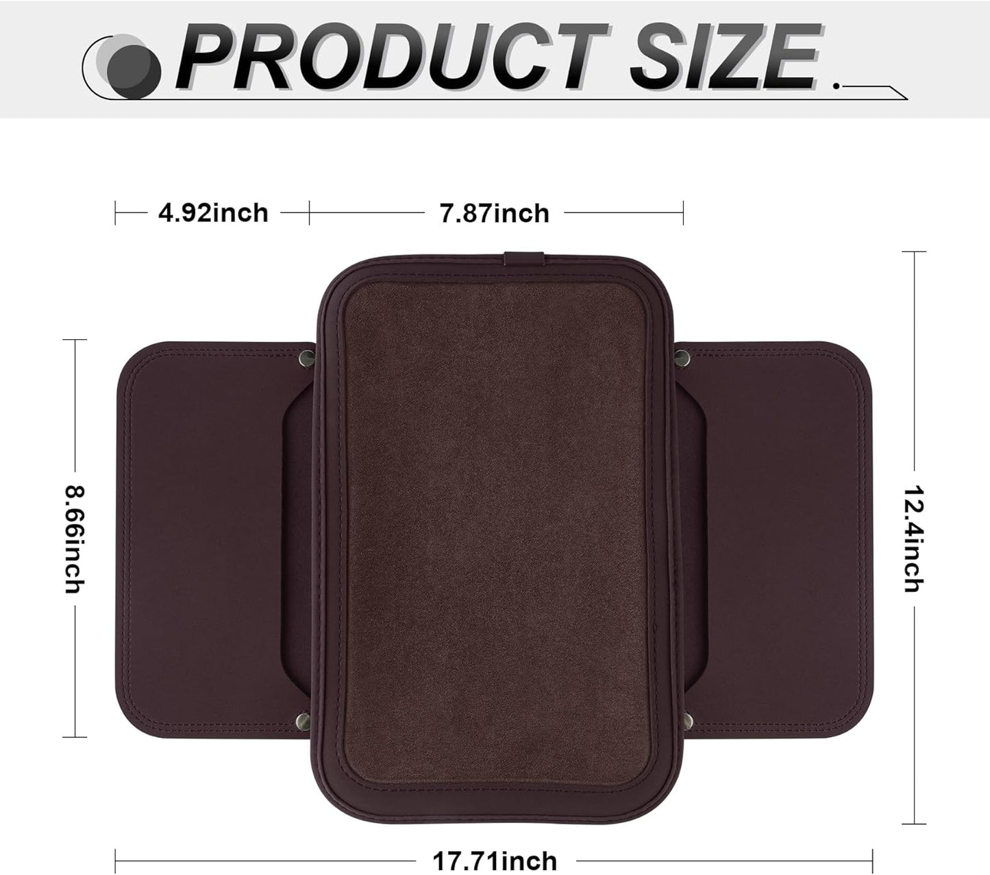 SINGARO Car Leather Center Console Cover with 2 Storage Bags, Universal Furry Fluffy Car Armrest Seat Box Pad, Comfortable Car Interior Accessories, Fits for Most Vehicles (Brown)