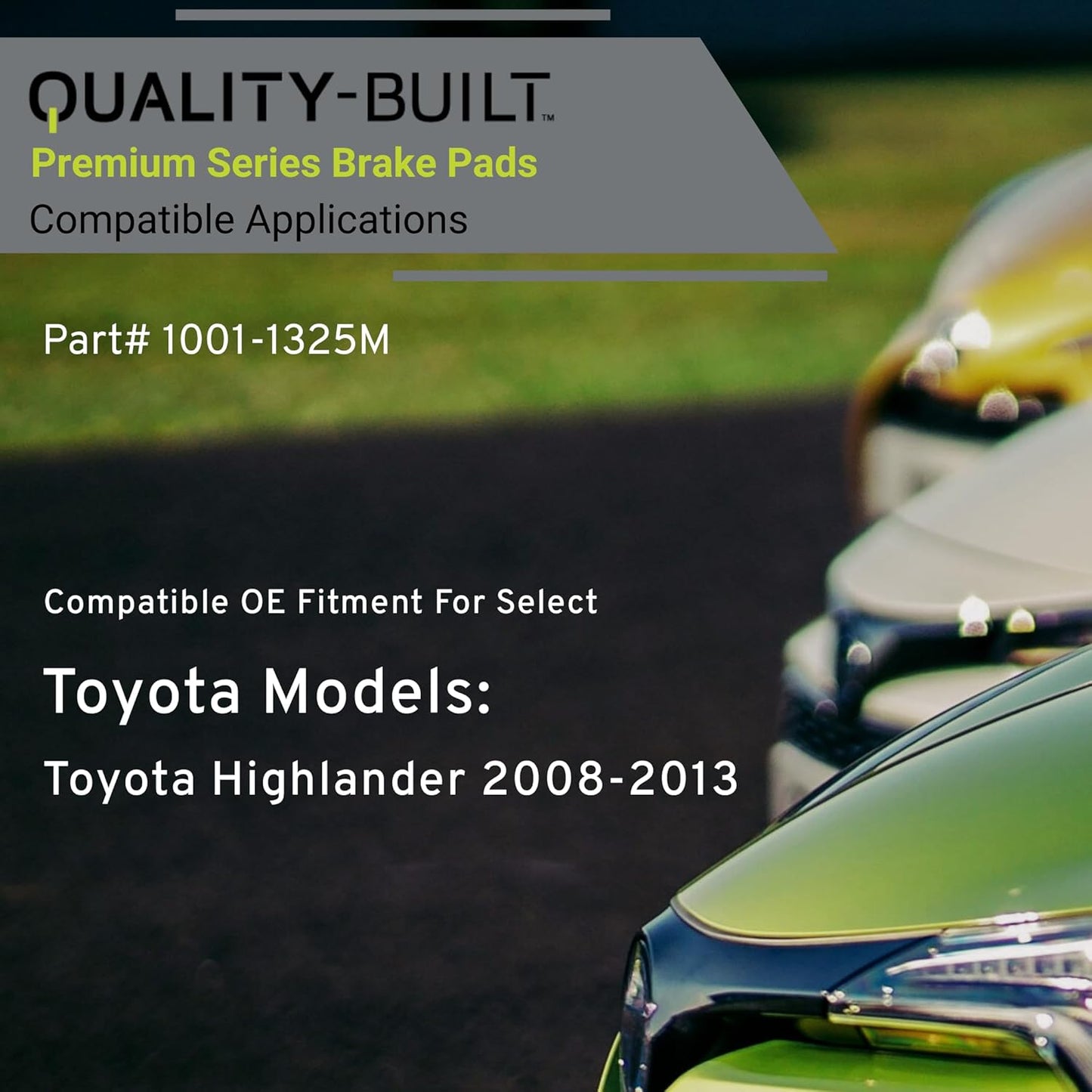 Premium Semi-Metallic Rear Brake Pads (1001-1325M) Compatible with Toyota Highlander 2008-2013