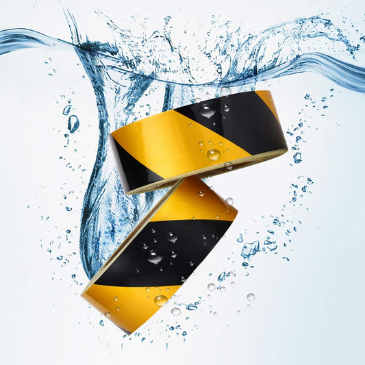 Waterproof Reflective Safety Tape Roll 2"X150' Yellow Black Striped Floor Marking Tape Hazard Caution Warning Tape Auto Truck Self-adhesive Safety Sticker Strips for Wall Factory Trailer Vehicle
