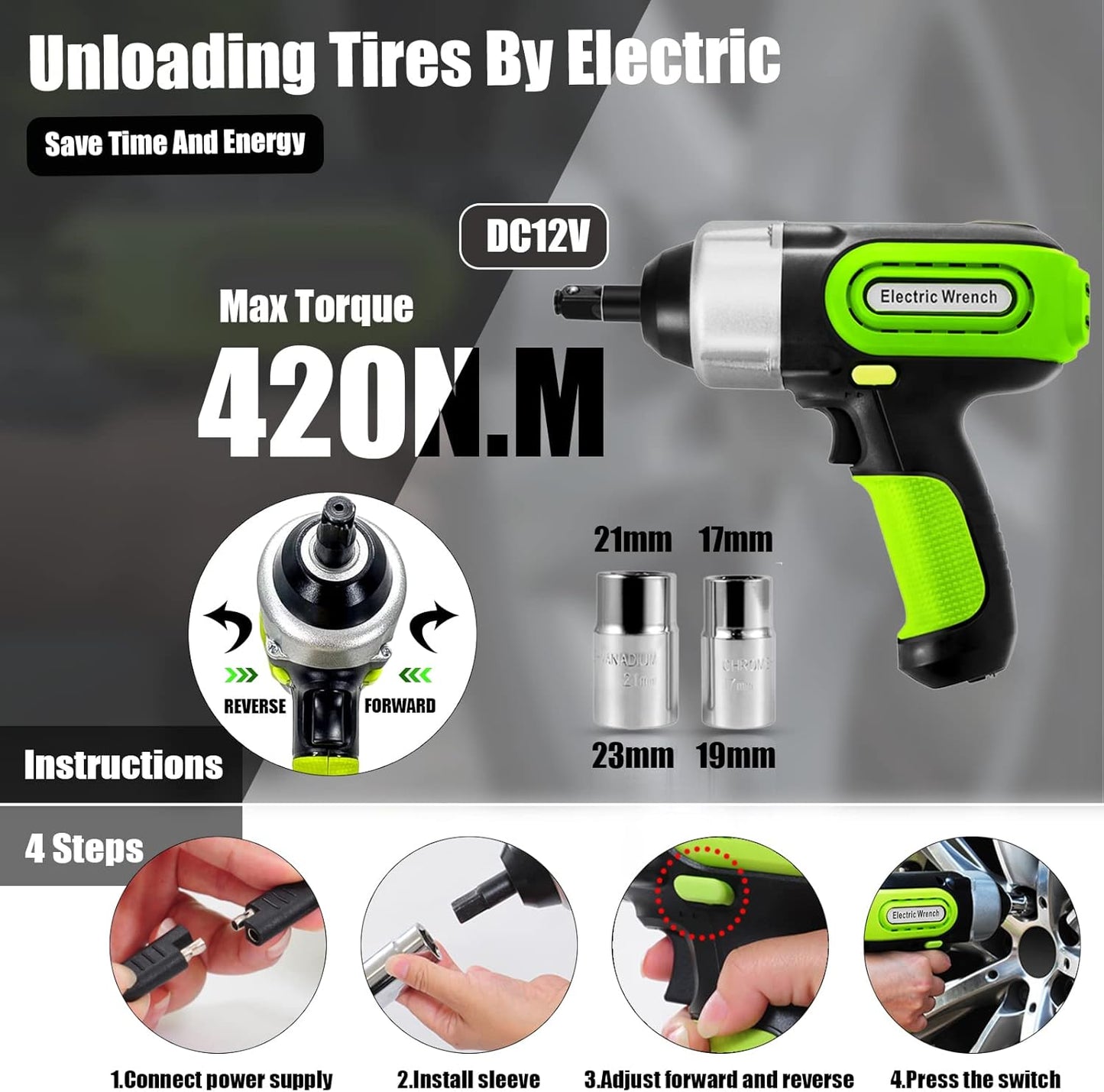 Wayska Electric Car Jack - 5 Ton, 12V Hydraulic Floor Jack with LCD Display, Electric Impact Wrench & Inflator Pump for SUV, Sedan, Truck Lift & Tire Change