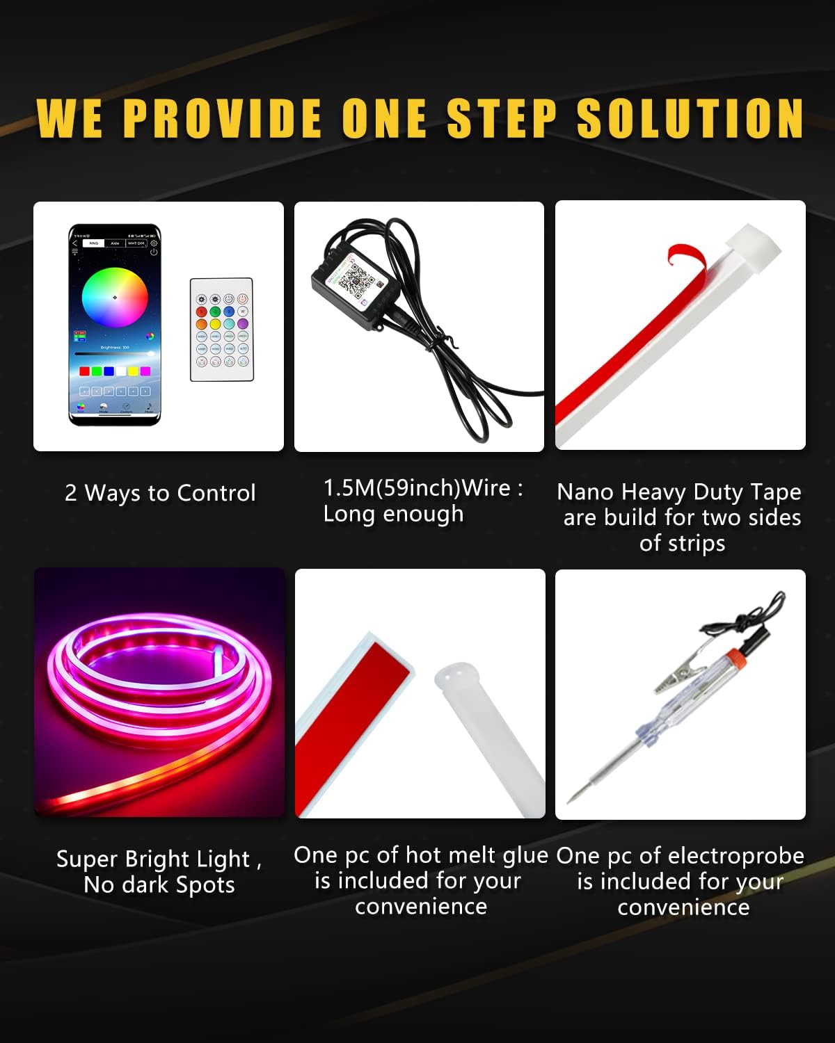 RGB Hood Light Strip with Sequential Turn Signal Indicator Function Waterproof Multicolor Dynamic Scan Start Up Hoodbeam Kit for Cars,Truck,Suv,with APP Control,12V 79inch/2M (1Set)