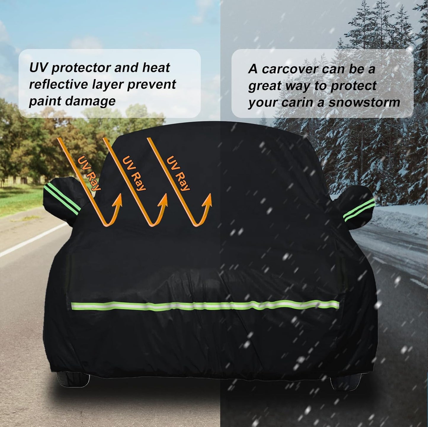 Waterproof Car Covers for 2021-2023 Hyundai Santa Cruz (Black) 210T Custom Outdoor Storm Hood