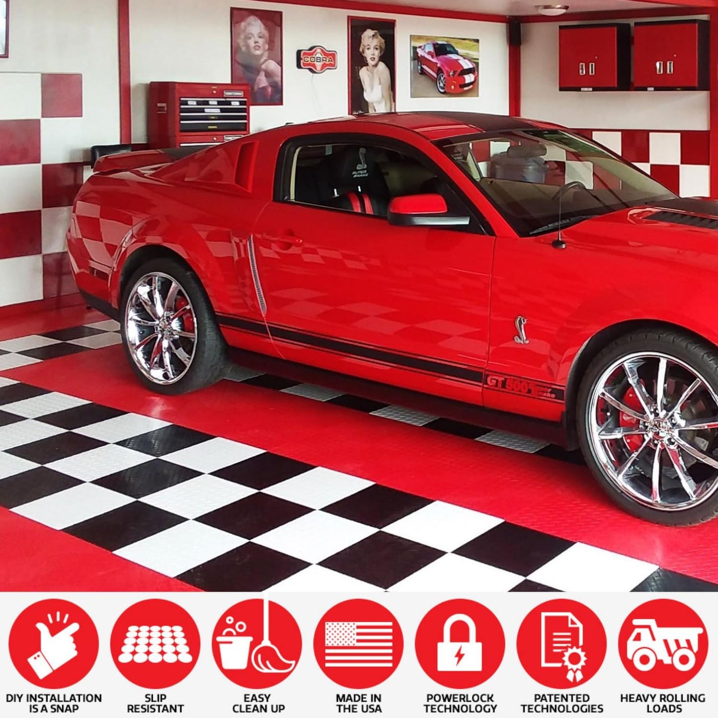 Big Floors RaceDeck Diamond Plate Design, Durable Interlocking Modular Garage Flooring Tile (Orange, 12 Pack of 12 x 12" Tiles)