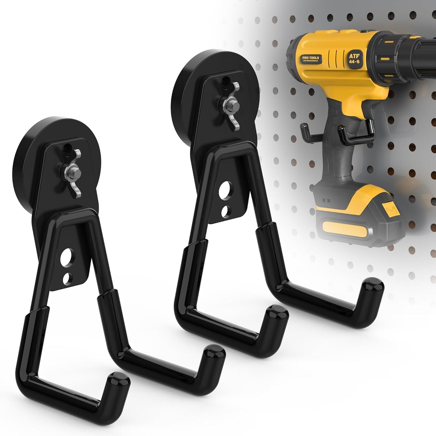 Large Heavy Duty Magnetic Hook Extra Strong Magnetic Garage Hooks Big NdFeB Industrial Magnet Hooks Magnetic Utility Storage Holder Organization with Anti-Slip Coating for Hanging Garden Tools 2 Pcs