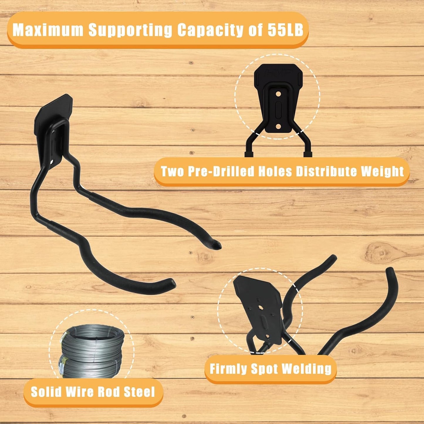 Power Tool Hanger, Weedeater Rack, Garage Wall Hooks, String Trimmer Hanger, Utility Hooks for Garage Tool Organizers and Storage (2 Pack), WEH01