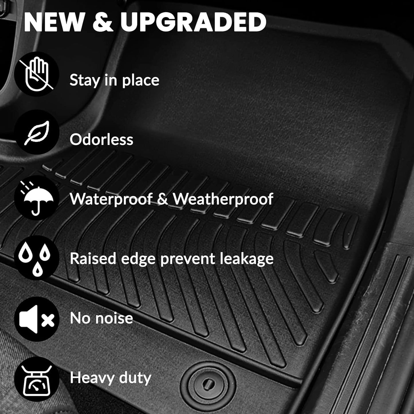 Auxko All Weather Floor Mats Fits for Honda HR-V Include Hybrid 2023 2024 2025 2026 TPE Rubber Liners All Season Guard Odorless Anti-Slip Mats for 1st & 2nd Row