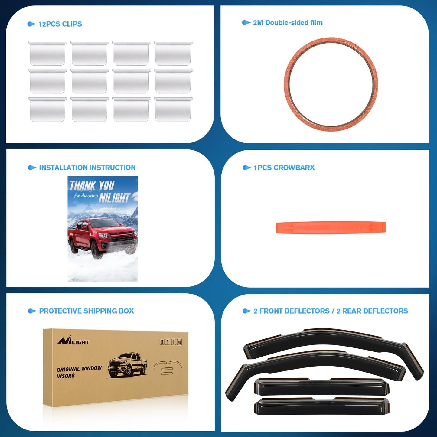 Nilight in Channel Rain Guards for Chevy Tahoe/GMC Yukon/Cadillac Escalade 2021 2022 2023 2024 Original Window Deflectors, Vent Window Visors-4PCS