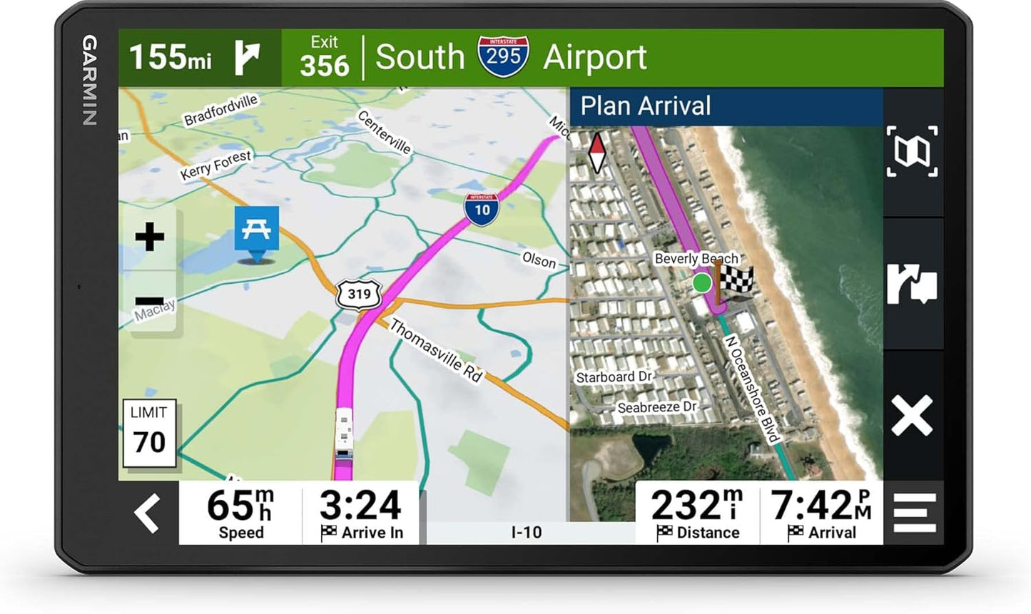 Garmin RV 1095, Extra-Large, Easy-to-Read 10” GPS RV Navigator, Custom RV Routing, High-Resolution Birdseye Satellite Imagery, Directory of RV Parks and Services, Landscape or Portrait View Display