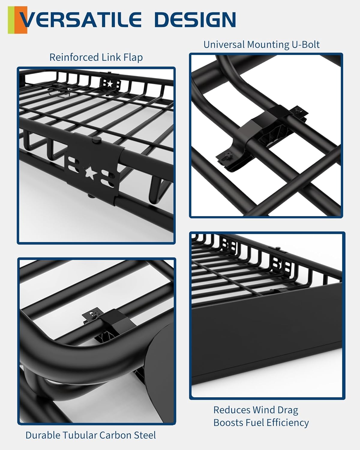 64" x 39" Universal Roof Rack Carrier Basket, 200 Lbs Capacity Car Cargo Rack with Extension Luggage Holder Basket Heavy Duty for SUVs, Trucks, Vehicles