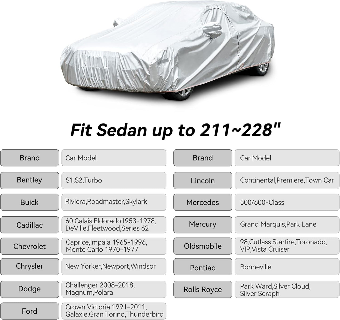 Car Cover Compatible with Dodge Challenger 2008-2024,Waterproof Car Cover for Automobiles All Weather with Door Zipper & Cotton Lining,Windproof Sun UV Hail Protection