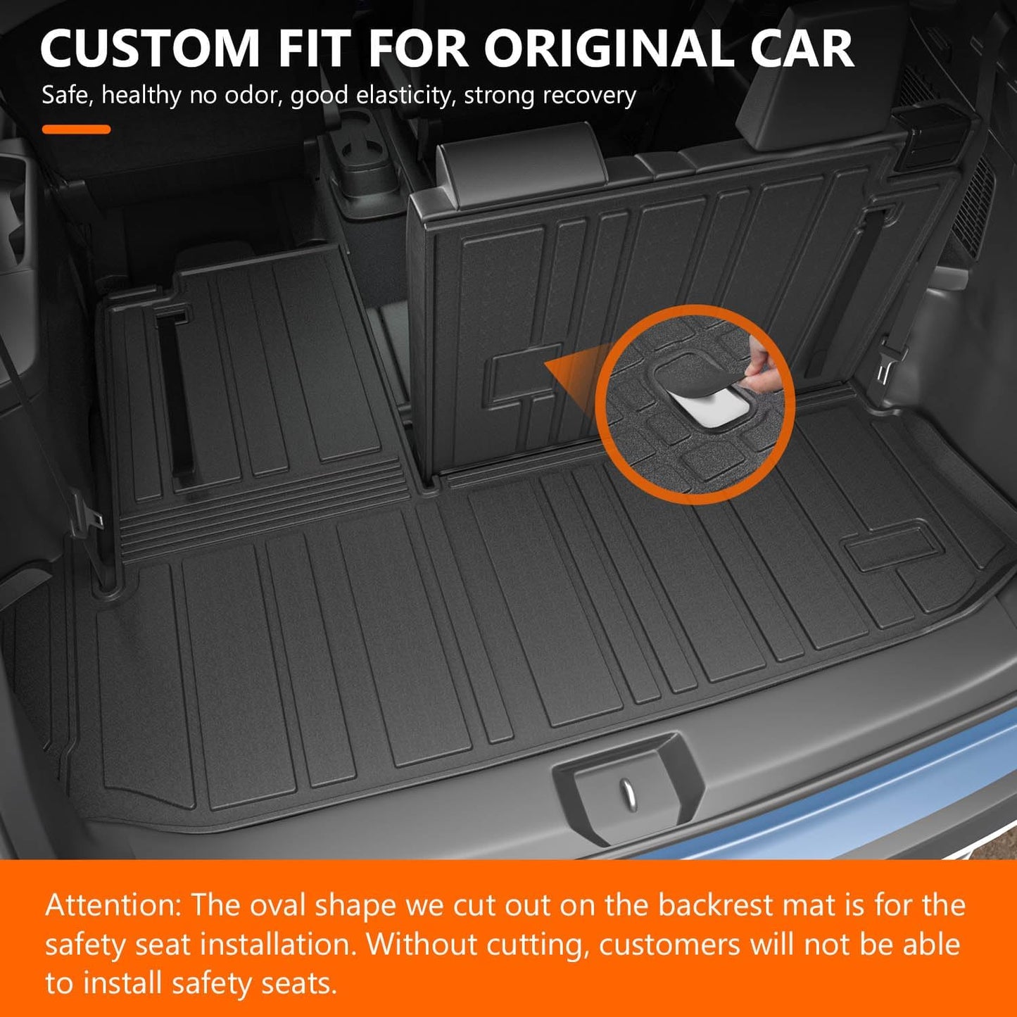 powoq Cargo Mat Compatible with 2020-2025 Toyota Highlander Backrest Mat TPE Cargo Liners Replacement for Toyota Highlander Accessories (Fit 2020-2025 Highlander,Rear Cargo Mat with Backrest Mat)