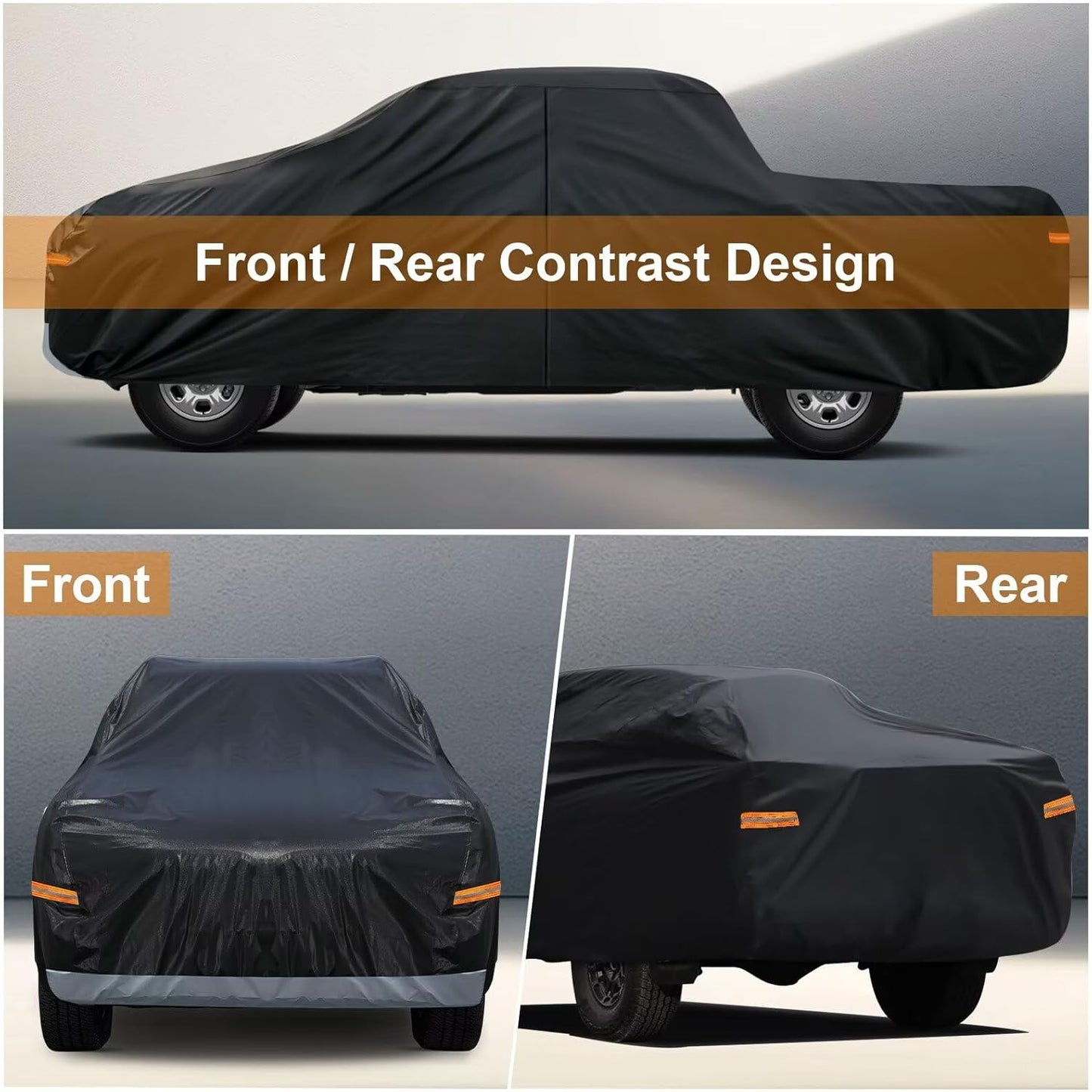 Kayme Truck Cover Custom Fit Toyota Tundra(2006-2021) Regular Cab Long Bed. Full Exterior Heavy Duty Outdoor Pickup Truck Car Cover Waterproof All Weather.Car Tarp for Wind Sun Dust Protection.Black