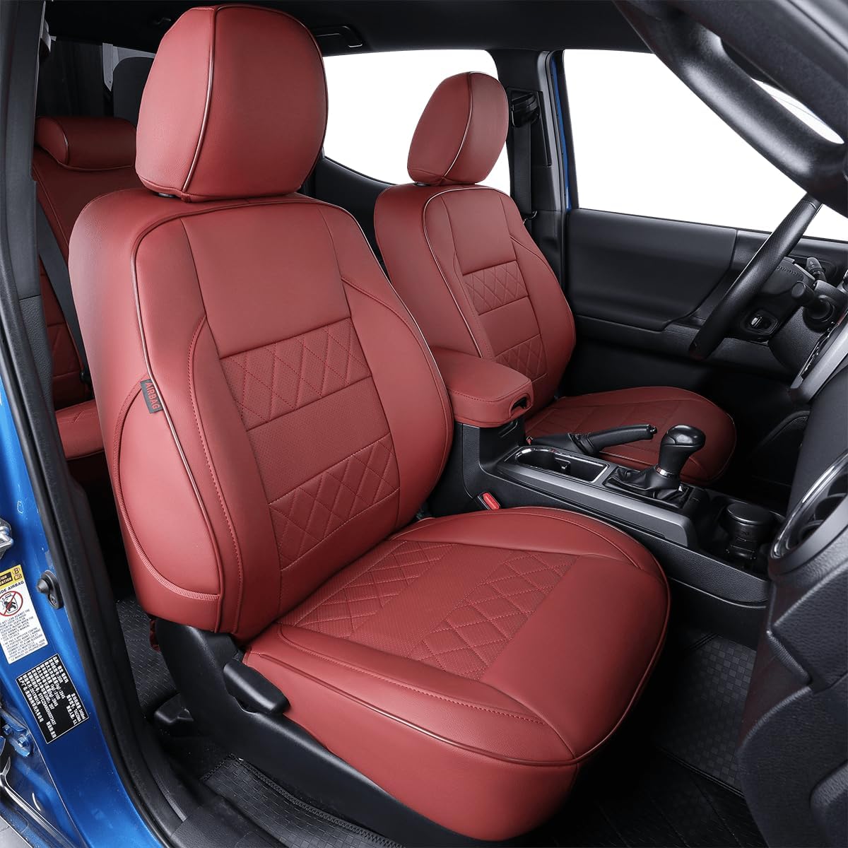 EKR Custom Fit Tacoma Car Seat Covers for Select Toyota Tacoma 2016 2017 2018 2019 2020 2021 2022 2023 Access Cab - Full Set,Leather(Burgundy)