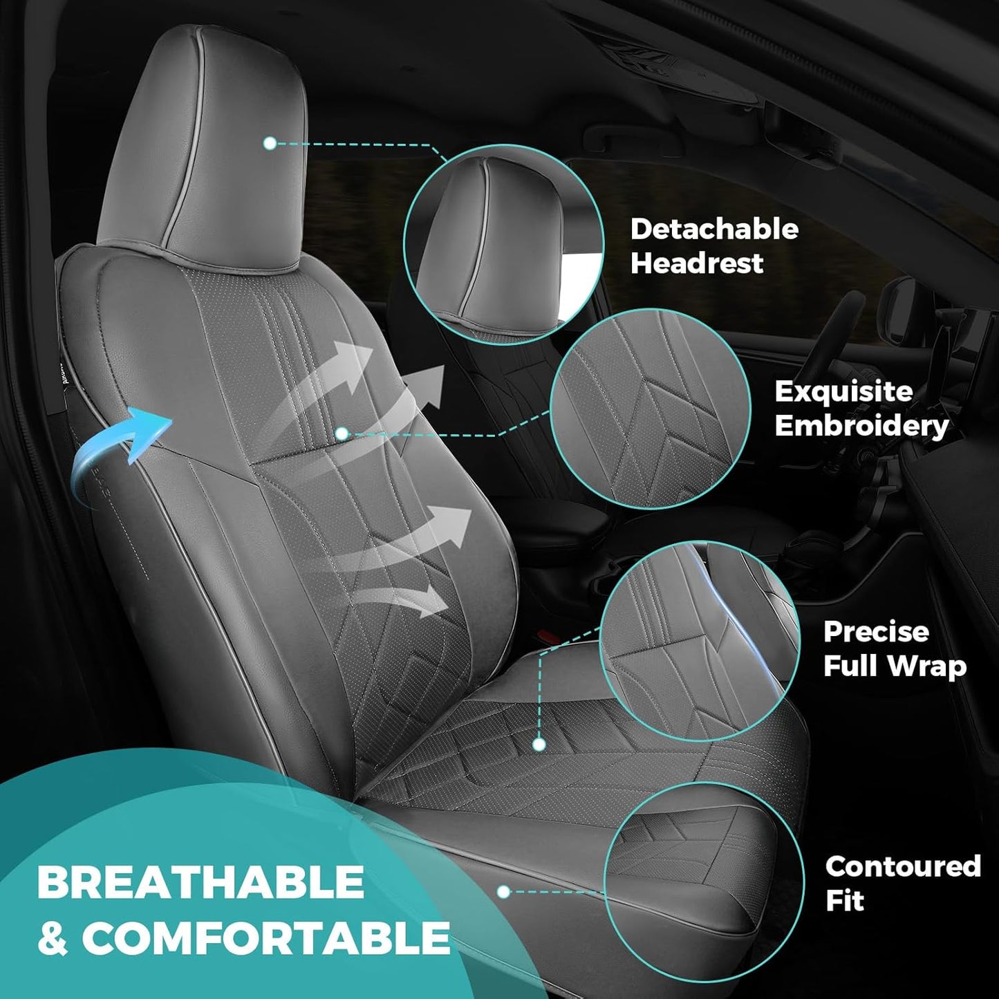 for Toyota RAV4 Seat Covers 2013 2014 2015 2016 2017 2018 RAV 4 XLE SE Limited Platinum Adventure (not for LE&Hybrid) - Custom Leather Car Seat Covers Full Set - BlackGrey